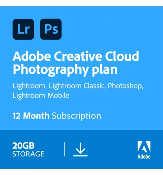 Adobe Photography Plan (Photoshop CC + Lightroom CC) | 1 User | 1 year | 20 GB cloudstorage